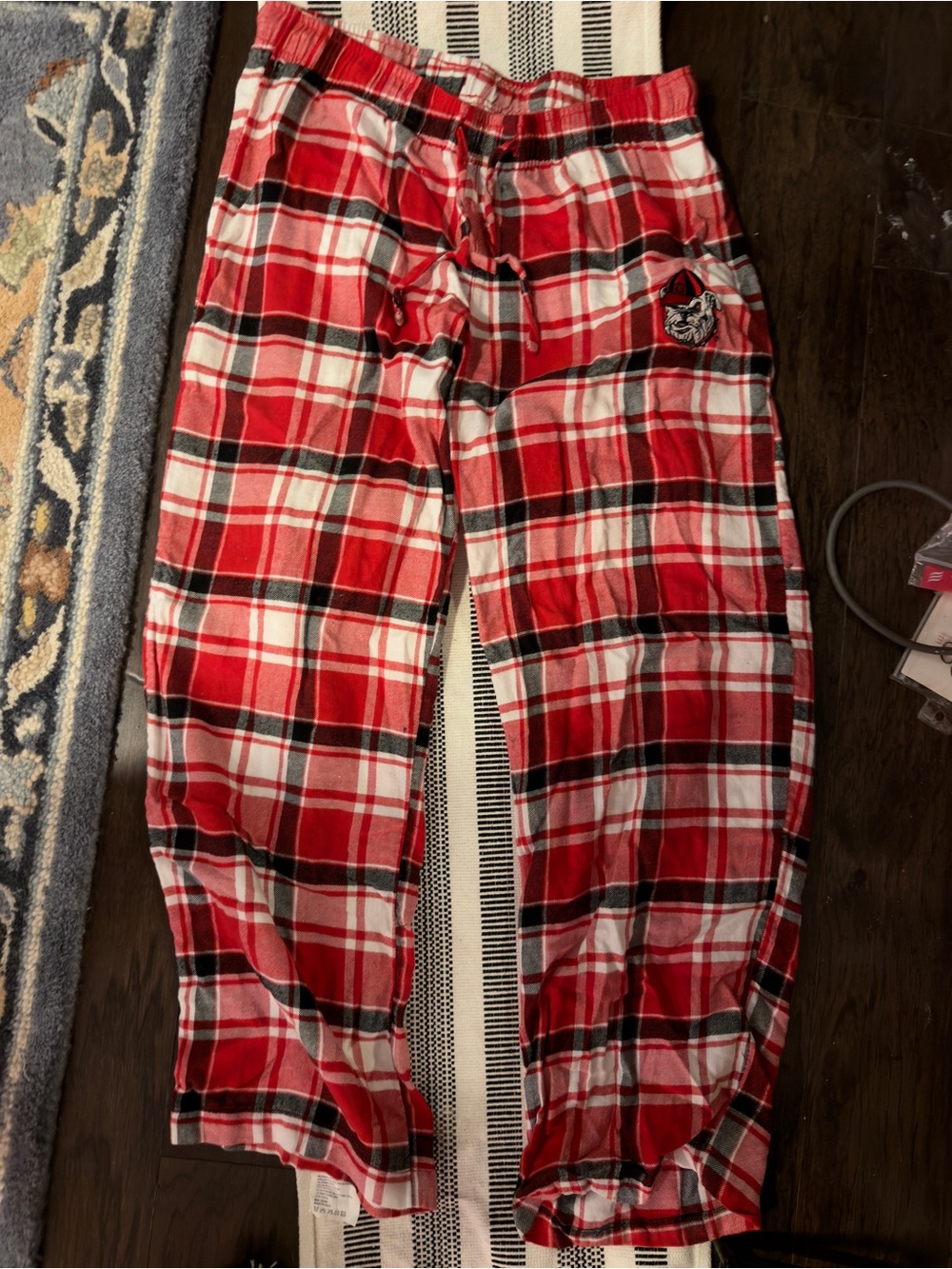 NCAA Red Black and White Plaid Flannel Pajama Pants